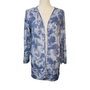 Ralph lauren blue tie die long sleeve cardigan extra small